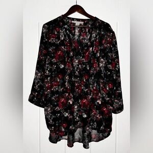 American Rag Sheer‎ Floral Blouse Dark Romance  Fairygoth  Women XXL Grunge